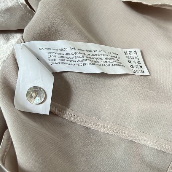 Zara Satin Effect Front Tie Knot Button Up Crop Top - Picture 8 of 9